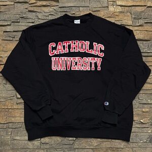 Catholic University Crewneck Sweatshirt Mens XL Black Champion College Pullover